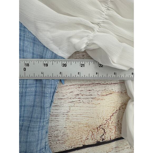 Scarlet Darkness Dorthy Off Shoulder Dress Womens XL Blue White Plaid - Picture 8 of 9